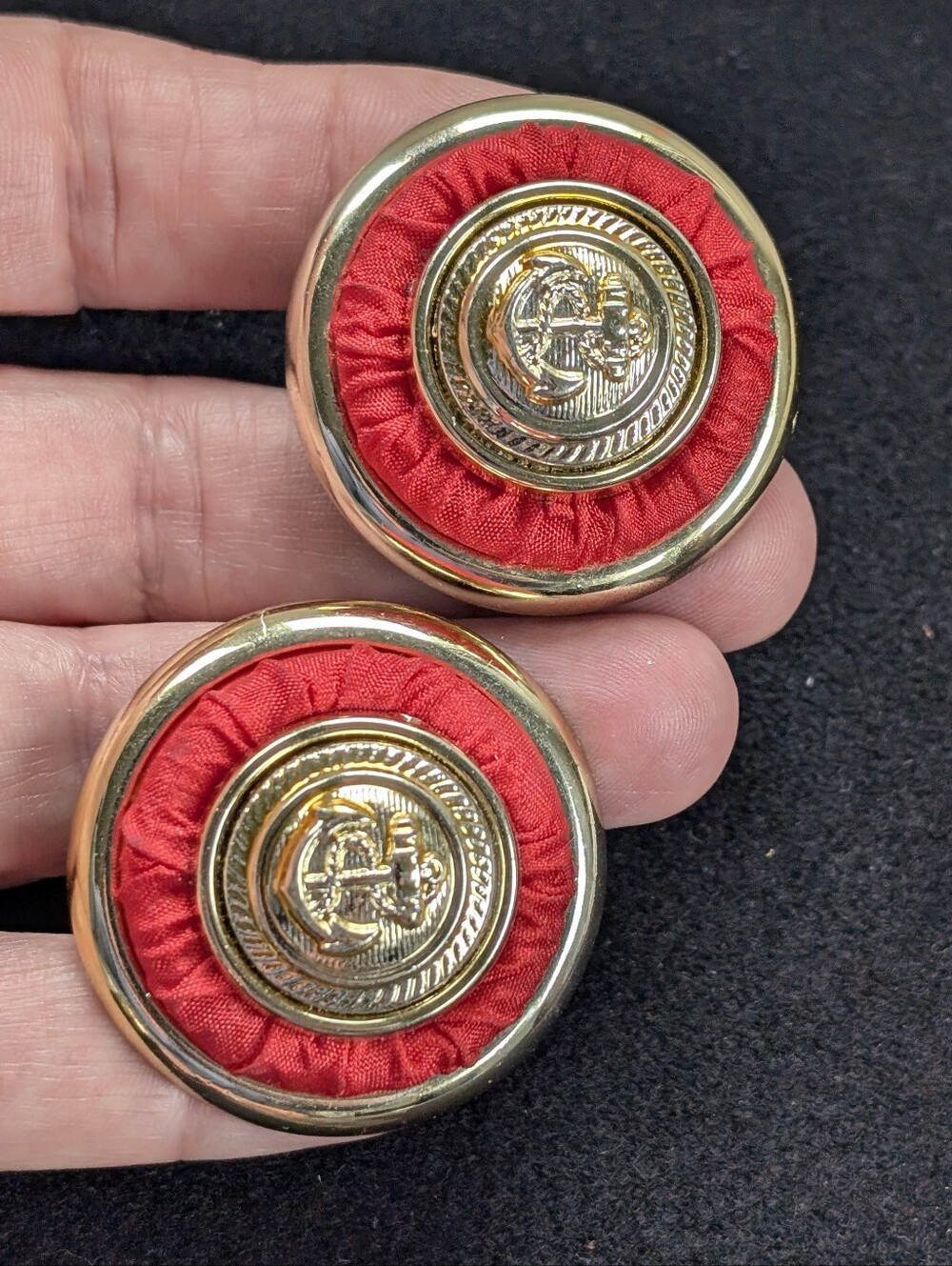 🩷 Vintage Large Earrings Red and Gold Retro 80s *4 For $20*